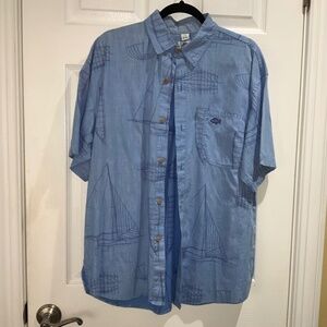 Bermuda Shortz Brand camp shirt Sz L sailboat print vintage 90’s